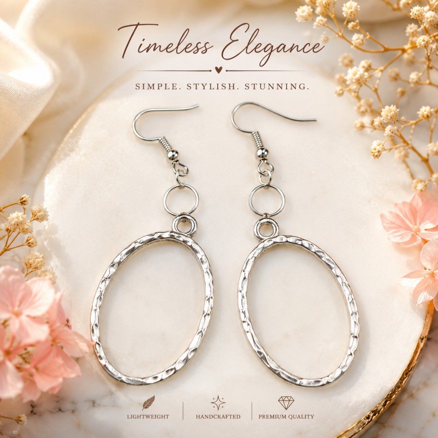 Elegant Oval Metal Silver Earring Base