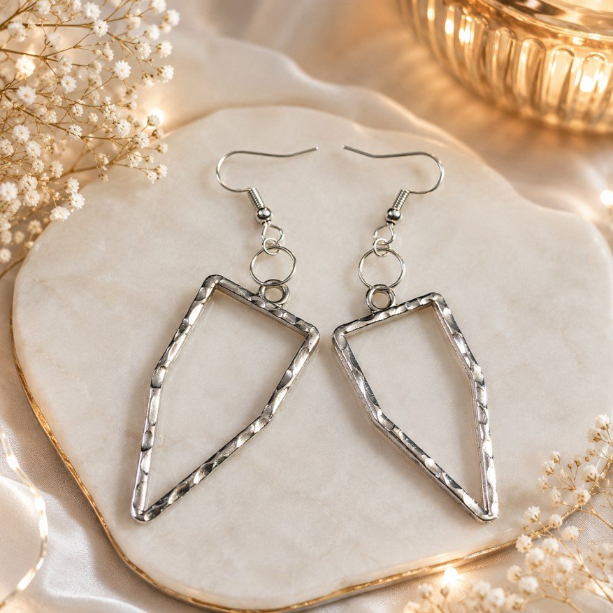 Elegant Pentagon Metal Silver Earring Base