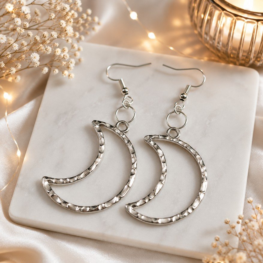 Elegant Half Moon Metal Silver Earring Base