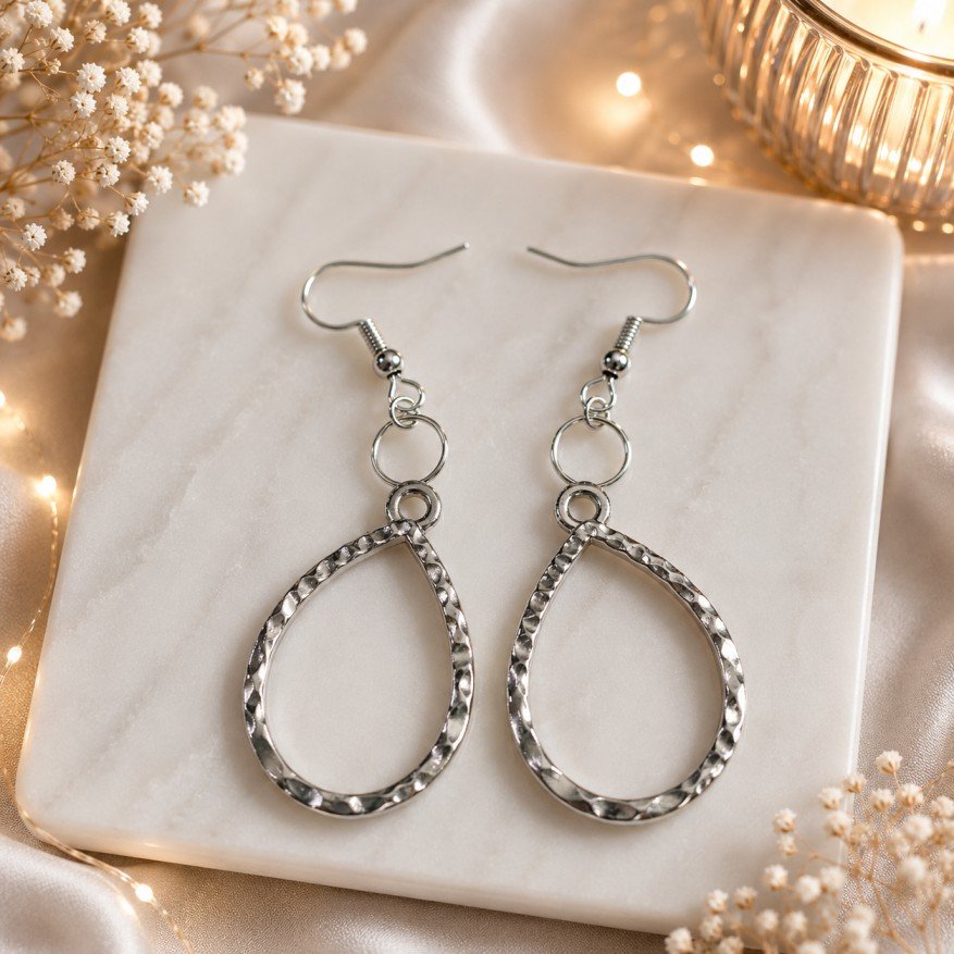 Elegant Drop Metal Silver Earring Base