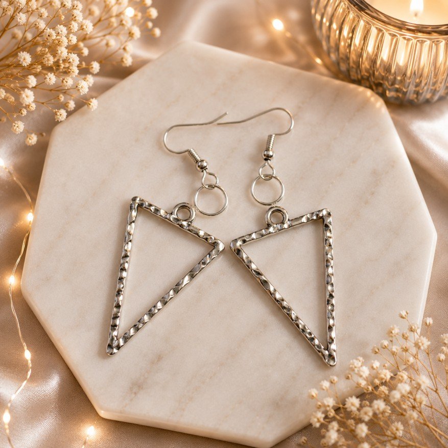 Elegant Triangle Metal Silver Earring Base
