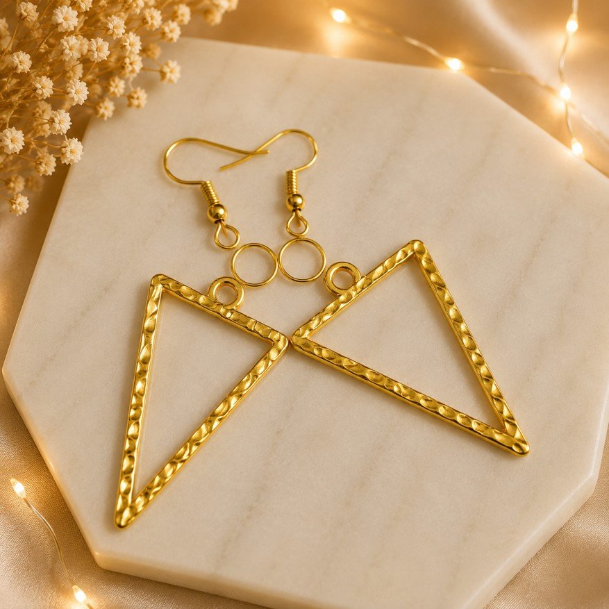 Elegant Triangle Metal Golden Earring Base