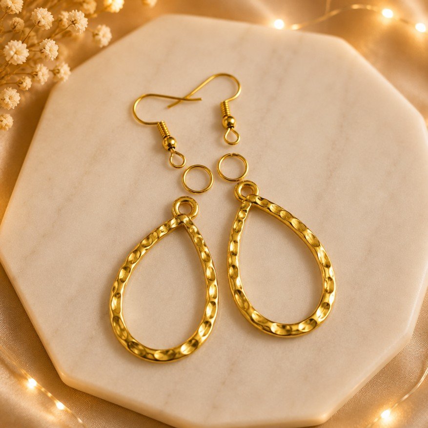 Elegant Drop Metal Golden Earring Base