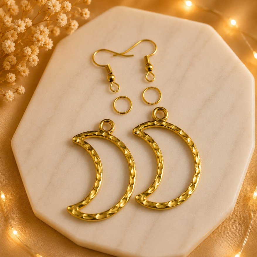 Elegant Half Moon Metal Golden Earring Base