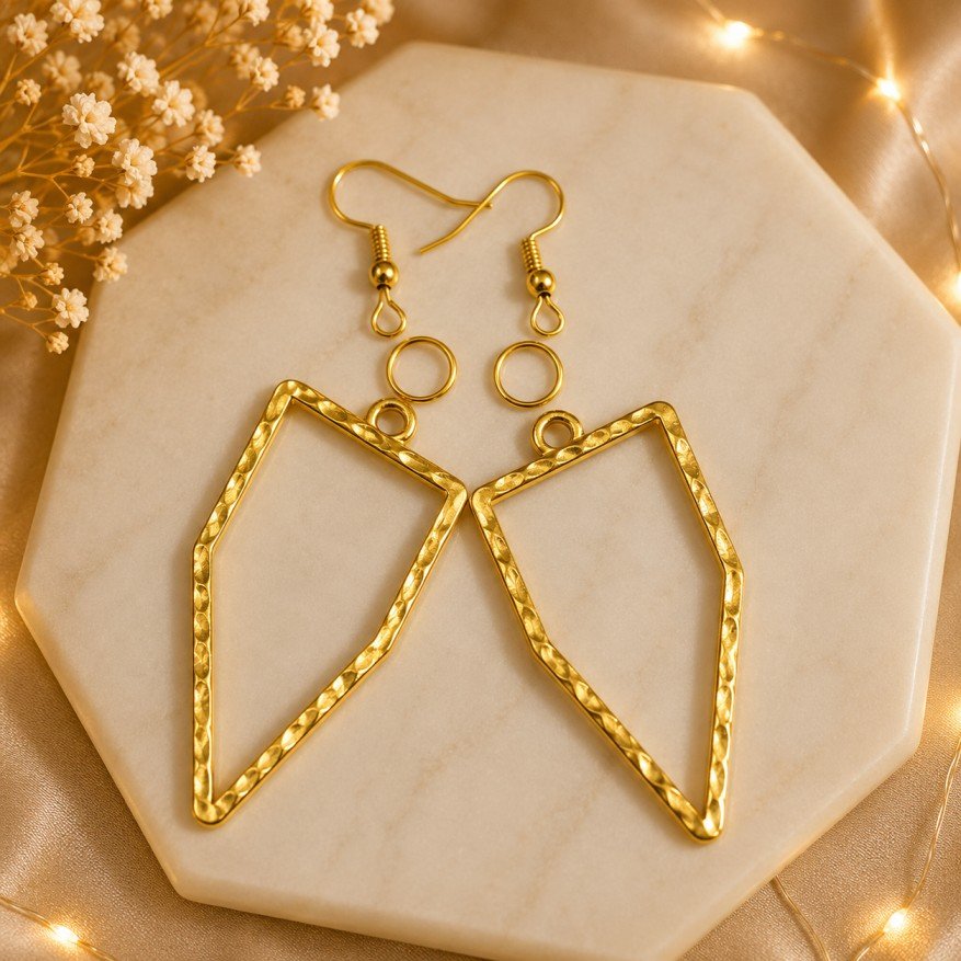 Elegant Pentagon Metal Golden Earring Base