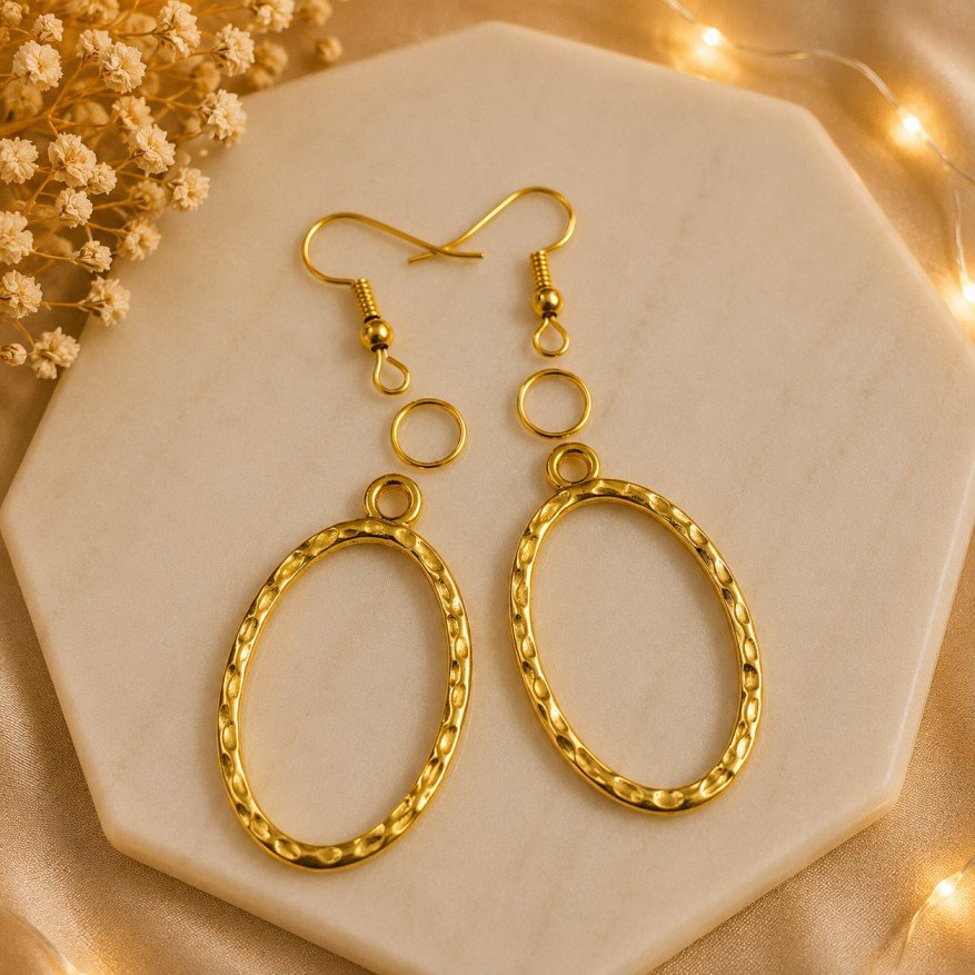 Elegant Pentagon Metal Golden Earring Base