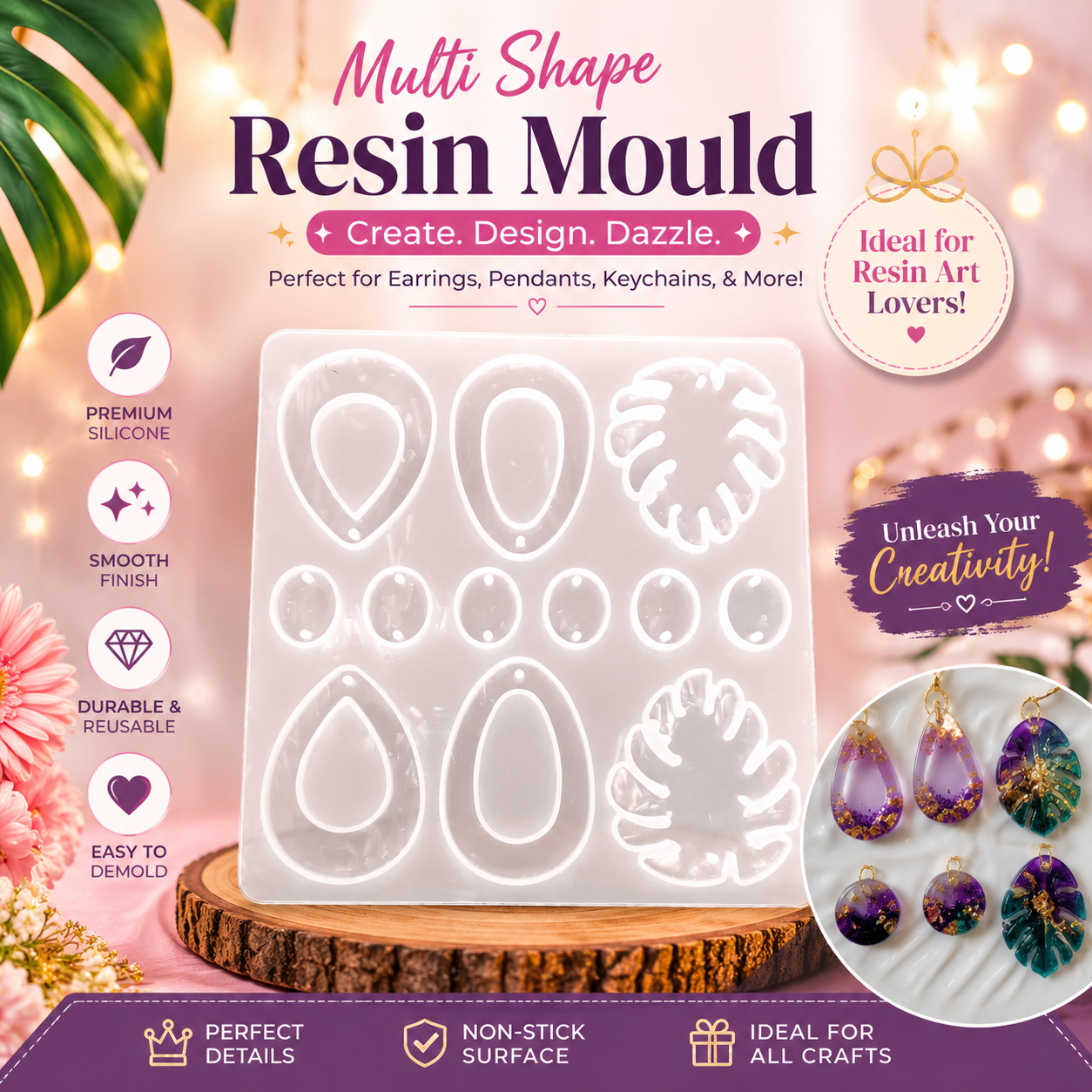 Create Stunning Resin Earrings with Our Premium Multi-Shape Silicone Mould! ✨