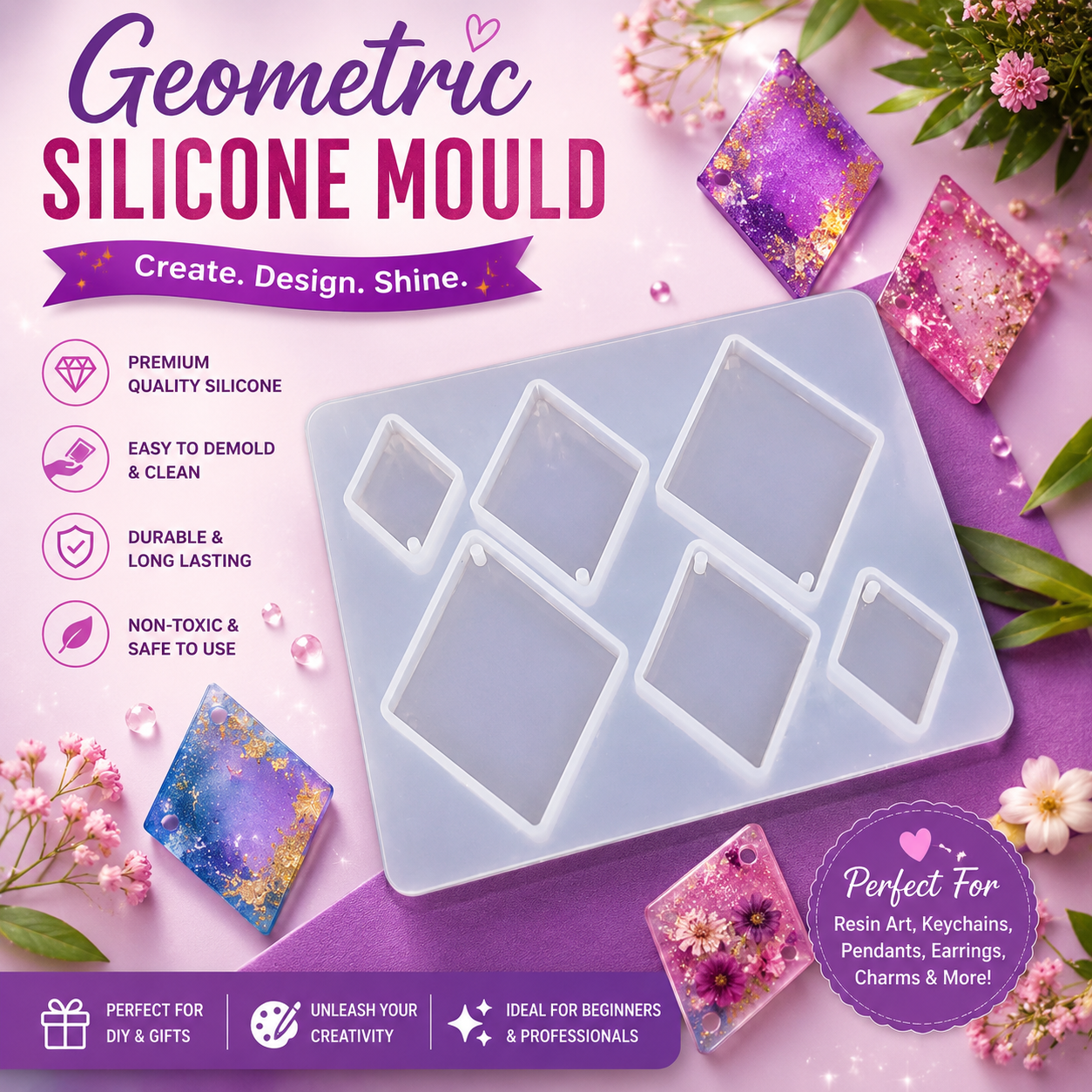 Create Stunning Resin Art with Our Premium Geometric Silicone Mould!