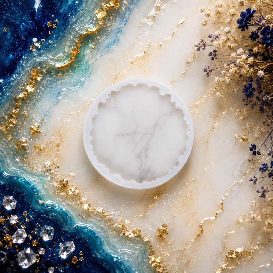 Decorative Round Coaster Silicone Mold | Elegant Edge Design
