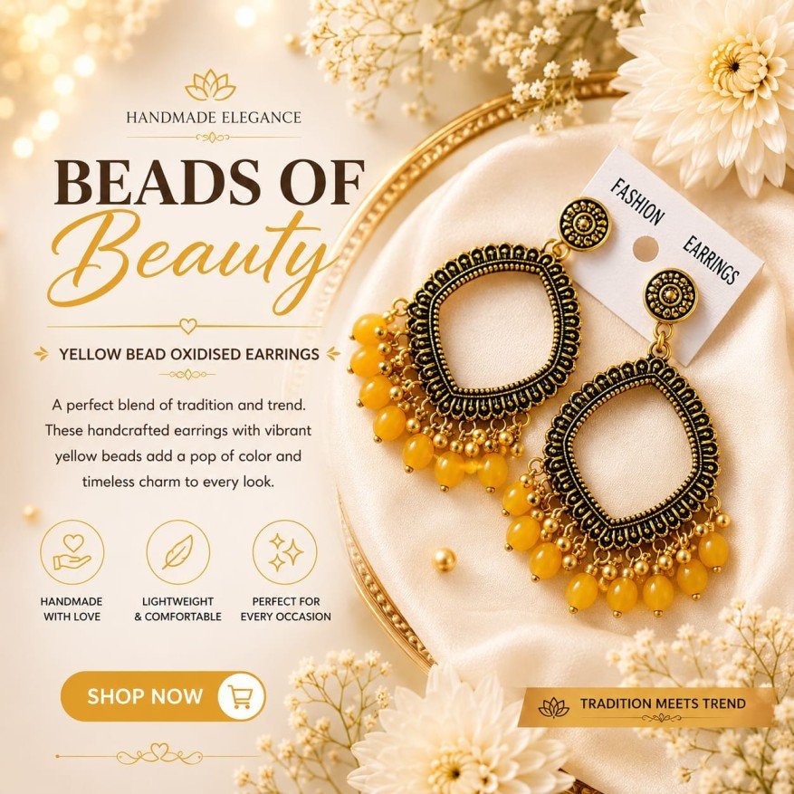 Rounded Diamond Antique Gold Earrings