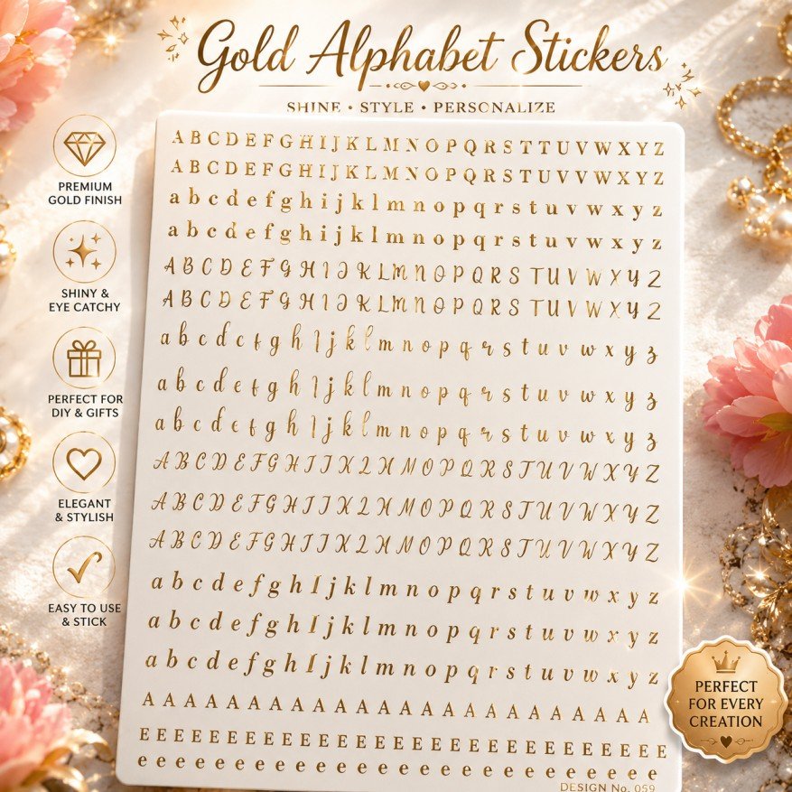 Premium Gold Word Embossed Non-Peel-Off Stickers