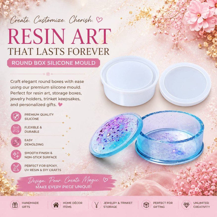 Round Gift Or Storage Box Silicone Mould