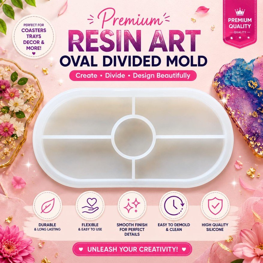 Premium Resin Art Oval Divided Or Trinklet Tray Silicone Mold