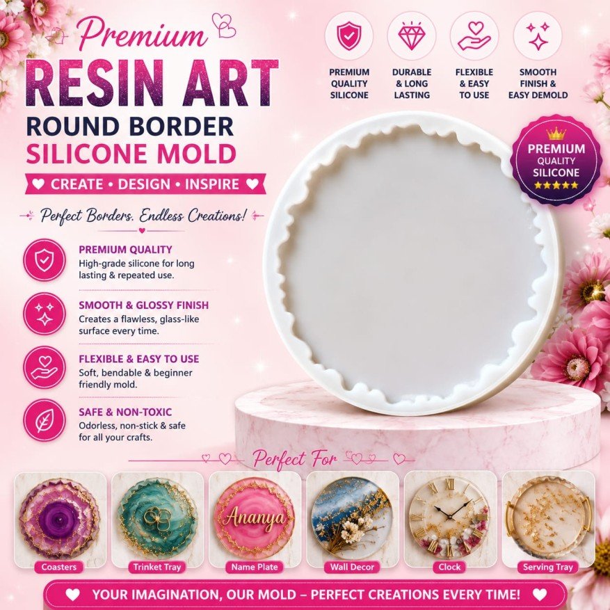 Premium Round Border O 8" Round AgateSilicone Mold